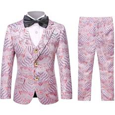 Boys Suits Children's Clothing SWOTGdoby Jacquard Suit Set 3pcs - Pink