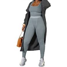 Casual Workout Sets Two Piece Outfits - Grey