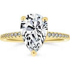 Brown Jewelry Bling Jewelry 2.5CT Teardrop Solitaire CZ Engagement Gold Plate Silver