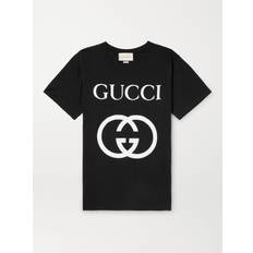 Gucci Klær Gucci Logo-Print Cotton-Jersey T-Shirt Men Black