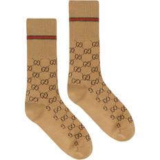 Gucci Cotton Socks With Web - Camel/Brown