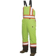 XXS Work Pants Tough Duck Poly Oxford Insulated Safety Bib Overall, XXS, Fluorescent Green