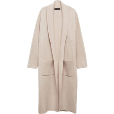 Women - Wool Coats Mango Oversized Knitted Coat - Light/Pastel Grey