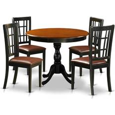 East West Furniture AMNI5-BCH-LC Black/Brown 36" 5pcs