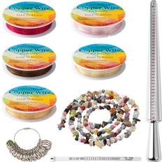 DIY 1set DIY Mixed Stone Chip Beads Finger Ring Making Kit Including Natural Synthetic Mixed Stone Chip Bead Strand