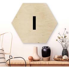 Holz Wanddekos Klebefieber Hexagon-Holzbild Buchstaben & Zahlen Buchstabe I Wanddeko