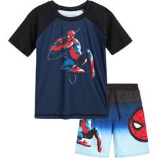 Marvel Boy's Spider-Man Rash Guard Set - Black/Blue