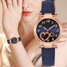 Voss Jewelry Ladies Fashion Casual Style Heart Diamond Cute Style Analog Leather Roman Scale Digital Casual For Gifts