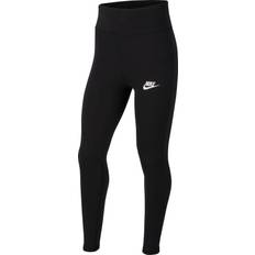Girls - Leggings Pants Children's Clothing Nike Big Kid's Sportswear Favorites High-Waisted Leggings - Black/White (CU8248-010)