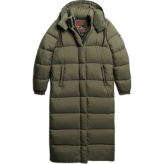 Superdry Long Ripstop Quilted Coat - Football Dark Moss Grid