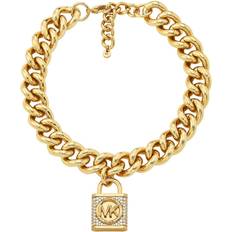 Michael Kors Jewelry Michael Kors Precious Pave Lock Curb Link Necklace - Gold/Transparent