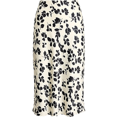 Ralph Lauren Skirts Ralph Lauren Leaf Print Satin Charmeuse Midi Skirt - Cream/Black