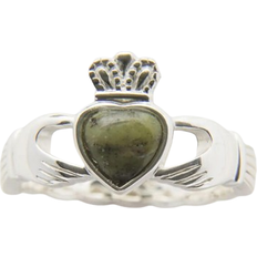 Green Jewelry Solvar Connemara Claddagh Ring - Silver/Green