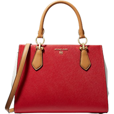 Michael Kors Marilyn Medium Color Block Saffiano Leather Satchel - Lacquer Red Multi