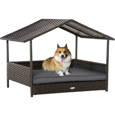 Pawhut Dog Beds, Dog Blankets & Cooling Mats - Dogs Pets Pawhut Elevated Rattan Wicker Dog Bed