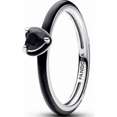 Black Jewelry Pandora ME Chakra Heart Ring - Silver/Black