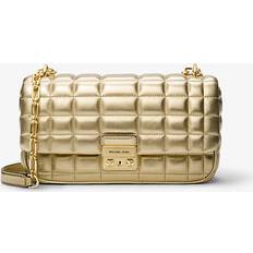 Gold Bags Michael Kors Tribeca Large Metallic Quilted Leather Shoulder Bag Gold ONE SIZE