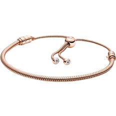 Rose Gold Bracelets Pandora Moments Snake Chain Slider Bracelet - Rose Gold/Transparent