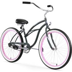 Firmstrong Urban Lady Beach Cruiser Bicycle 2011 - Army Green / Pink Rims / Black Seat /Grips Women's Bike