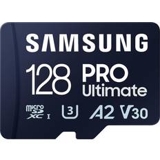 Samsung 128 GB Minnekort & minnepenner Samsung PRO Ultimate microSDXC Class 10 UHS-I U3 V30 A2 200/130MB/s 128GB +SD adapter