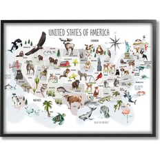 Stupell United States of America Map of Animals Kid's Illustration