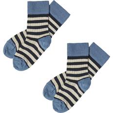 FUB Classic Striped Socks 2-pack - Azure/Dark Navy
