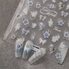 Nail Decoration & Nail Stickers Shein PCS D Embossed Nail Stickers Flowers Nail Decals Summer Nail Stickers Charms