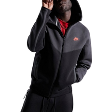 Mens nike tech hoodie black Nike Tech Fleece Hoodie - Black/Dark Grey