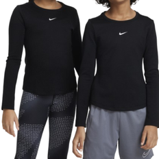 Elastan Sweatshirts Nike Older Kid's One Therma-FIT Long-Sleeve Training Shirt - Black/White