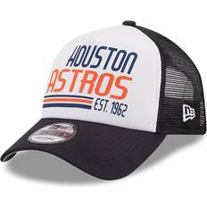 New Era Men's White/Navy Houston Astros Stacked A-Frame Trucker 9FORTY Adjustable Hat