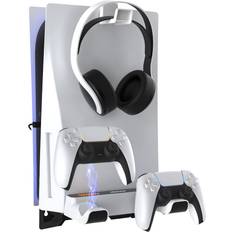 NexiGo Wall Mount Set for Playstation 5 (Disc & Digital), Dual Controller, Sturdy Steel Wall Stand Holder Mount with Headphone Hanger, Set Your PS5 Console Near or Behind TV