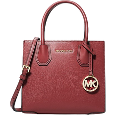 Red Bags Michael Kors Mercer Medium Pebbled Leather Crossbody Bag - Dark Cherry