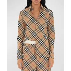 Burberry Clothing Burberry Check Long-Sleeve Cotton Button-Down Top