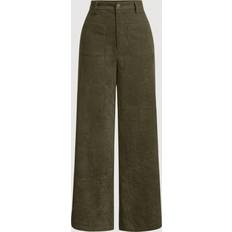 Shein Cargo Pants - Women Shein Green Retro Solid Corduroy Wide Leg Pants