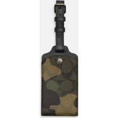 Green Travel Accessories Coach Luggage Tag In Signature With Camo Print