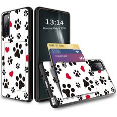 Samsung Galaxy S20 FE Wallet Cases Case for Samsung S20 FE 5G, Galaxy S20 FE Wallet Case with Hidden Card Holder, Dual Layer Hybrid ID Card Slot Hard Back Soft Inner Rubber Bumper Flip Wallet Cover Shell Cute Dog Paw Prints