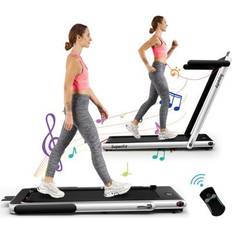 Costway Cardio Machines Costway 2.25HP 2 in 1 Folding Treadmill with APP Speaker Remote Control-Silver