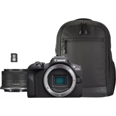 Canon EF-M Spiegellose Systemkameras Canon EOS R100 + RF-S 18-45mm IS STM Travel Kit (Shoulder Bag + 64GB SD Card)