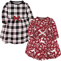 Babies Dresses Touched By Nature Infant Organic Cotton Long-Sleeve Dresses - Red Winter Folk