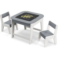 Costway Kid's Table & Chairs Set with Double Sized Tabletop