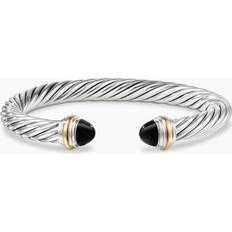 Black Jewelry David Yurman Classic Cable Bracelet in Sterling Silver with 14K Yellow Gold and Black Onyx