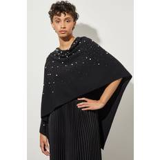 Capes & Ponchos Pearl Beaded Poncho Soft Cashmere, Black