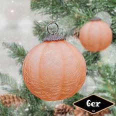 Orange Weihnachtsbaumschmuck Antikas Christbaumkugelset, rund, krakeliert Weihnachtsbaumschmuck