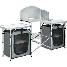 Costway Camping Tables Costway Folding Camping Table with Storage Organizer-Gray