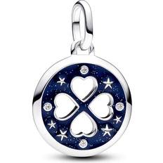 Charms & Anhänger Pandora Me Lucky Medallion Charm - Silver/Blue/Transparent