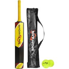 Sportaxis Heavy-Duty Plastic Cricket Bat with 2 Tennis Balls and Bag for Indoor, Outdoor