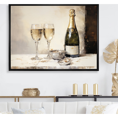Design Art Golden Champagne In Glass I Wine Framed Art