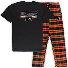 Profile Men's Black, Orange Distressed Philadelphia Flyers Big and Tall T-shirt and Pajama Pants Sleep Set Black, Orange