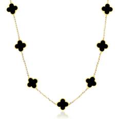 Black Jewelry Onyx Clover Necklace