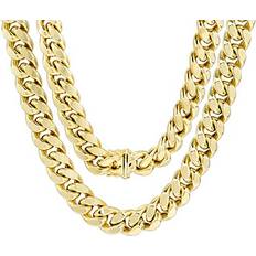 Nuragold 10k Yellow 13mm Thick Miami Cuban Link Chain Necklace Mens Jewelry Box Clasp